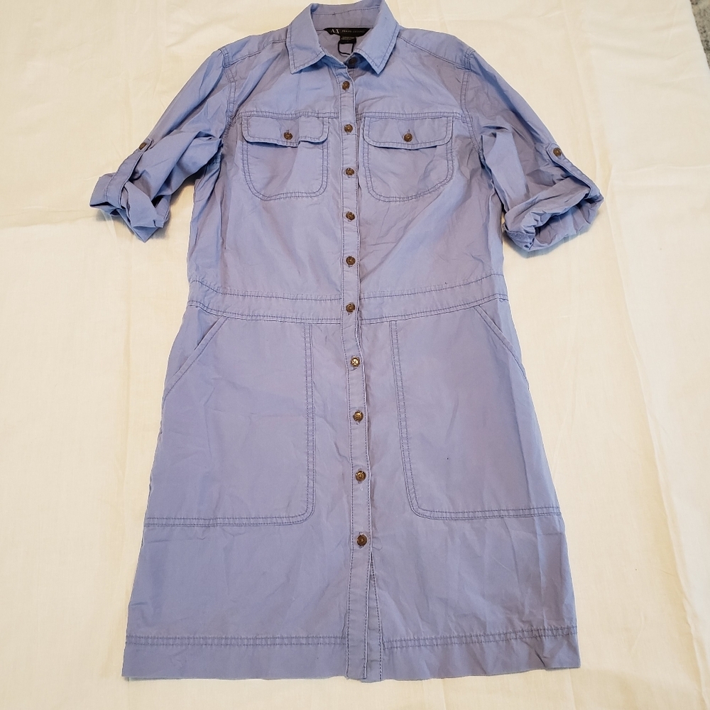 Armani Exchange Dress 3/4 Sleeve Boho Cornflower Blue Women's Size 2 NWOT